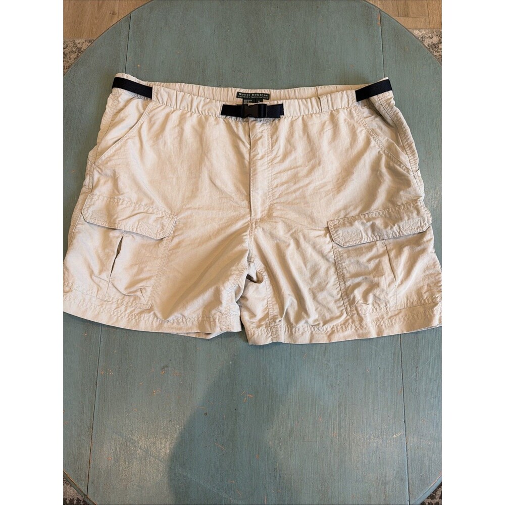 Royal Robbins Backcountry Cargo Shorts Men XL Tan Nylon Built-in Web Belt Hike